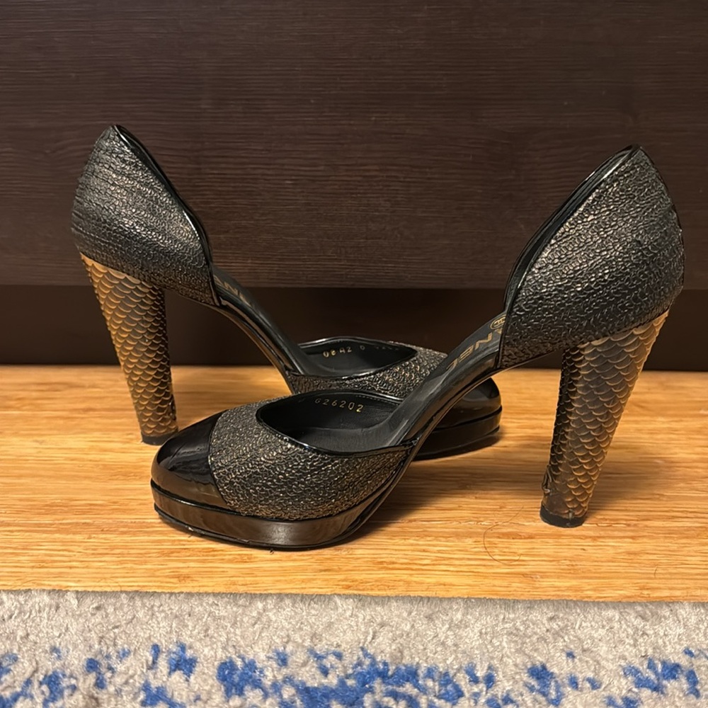 Vintage Chanel Python Effect D’orsay Pumps - 38 - Picture 6 of 11